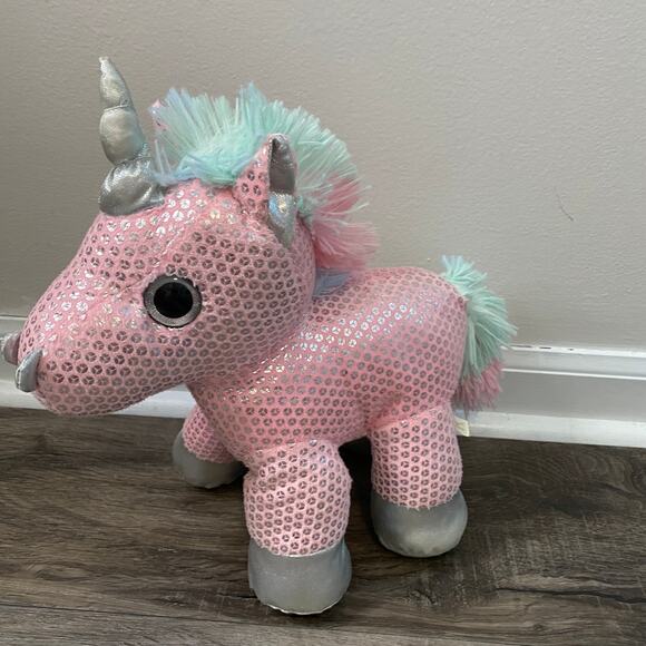 Dan Dee Unicorn Collectors Choice Plush Sparkly Pink Silver Stuffed Animal 11" - Picture 6 of 9